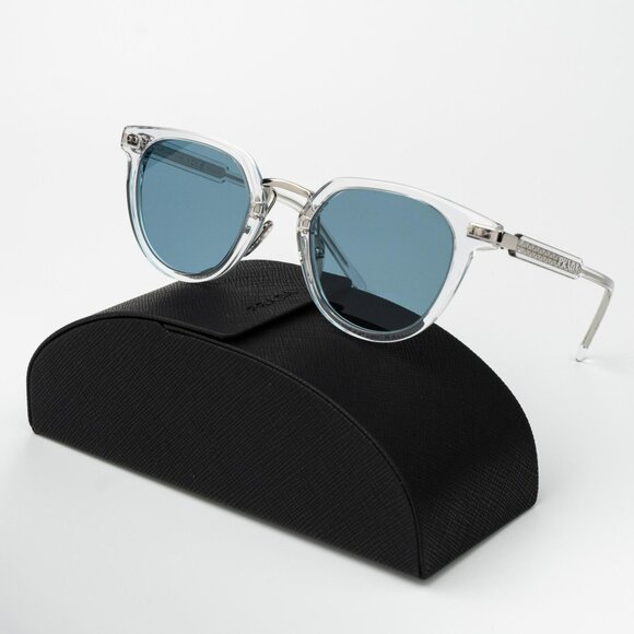 Prada Men Sunglasses Crystal Green Polarized Oval PR17YS 2AZ04D BRAND NEW - Picture 1 of 13